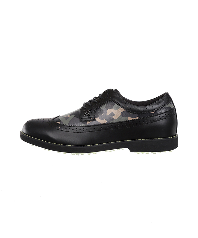 Image of Anew Golf Mens Camo Wingtip Brogue Shoes Black 1468705852 from Edmene LLC