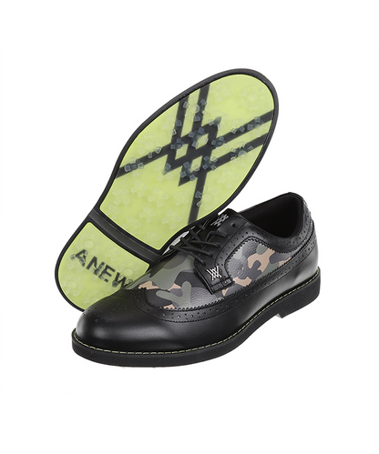 Image of Men's Camo Wingtip Brogue Shoes - Black from Edmene LLC