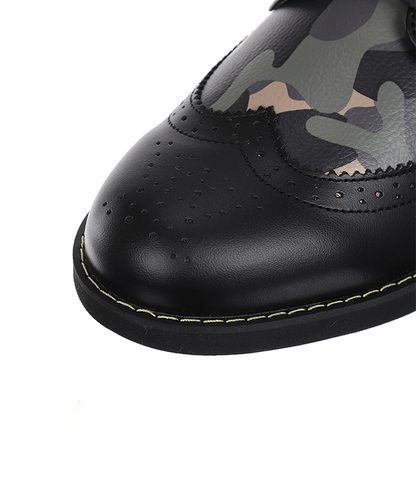 Image of Anew Golf Mens Camo Wingtip Brogue Shoes Black 1468705852 from Edmene LLC