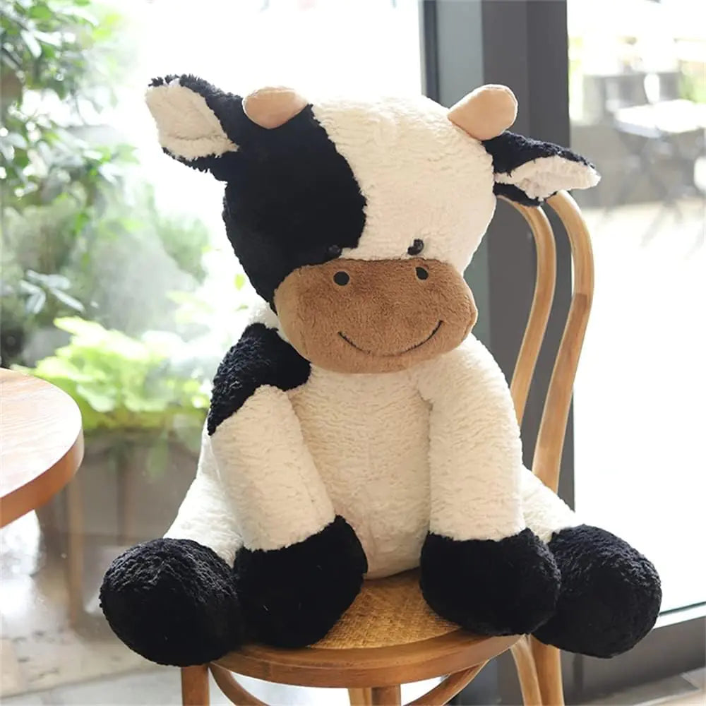 pangcangshu Cow Year Plush Toy Cute Cattle Stuffed Animals Cattle Soft Doll Kids Toys Birthday Gift for Children Easter Thanksgiving Christmas New Years Gifts (Black and White 70cm/27inch)