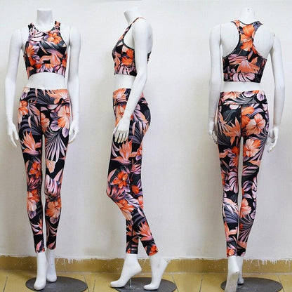 Image of Ep Print Women Fitness Yoga Set Sportwear Outfits Floral Workout Running Gym Wear Slim Tight Sports Suit 2Peice Top Legging Zf001 38531838 from Edmene LLC