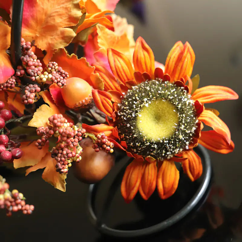 Thanksgiving Halloween Candle Holder with Sunflower Design
