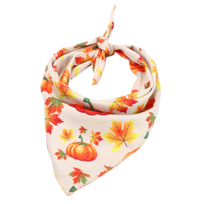 Thanksgiving Pet Bandana with Turkey and Pumpkin Design