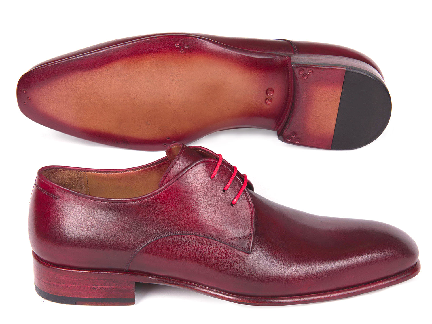 Image of Paul Parkman Burgundy Hand Painted Derby Shoes Id 633Brd72 1153743718 from Edmene LLC