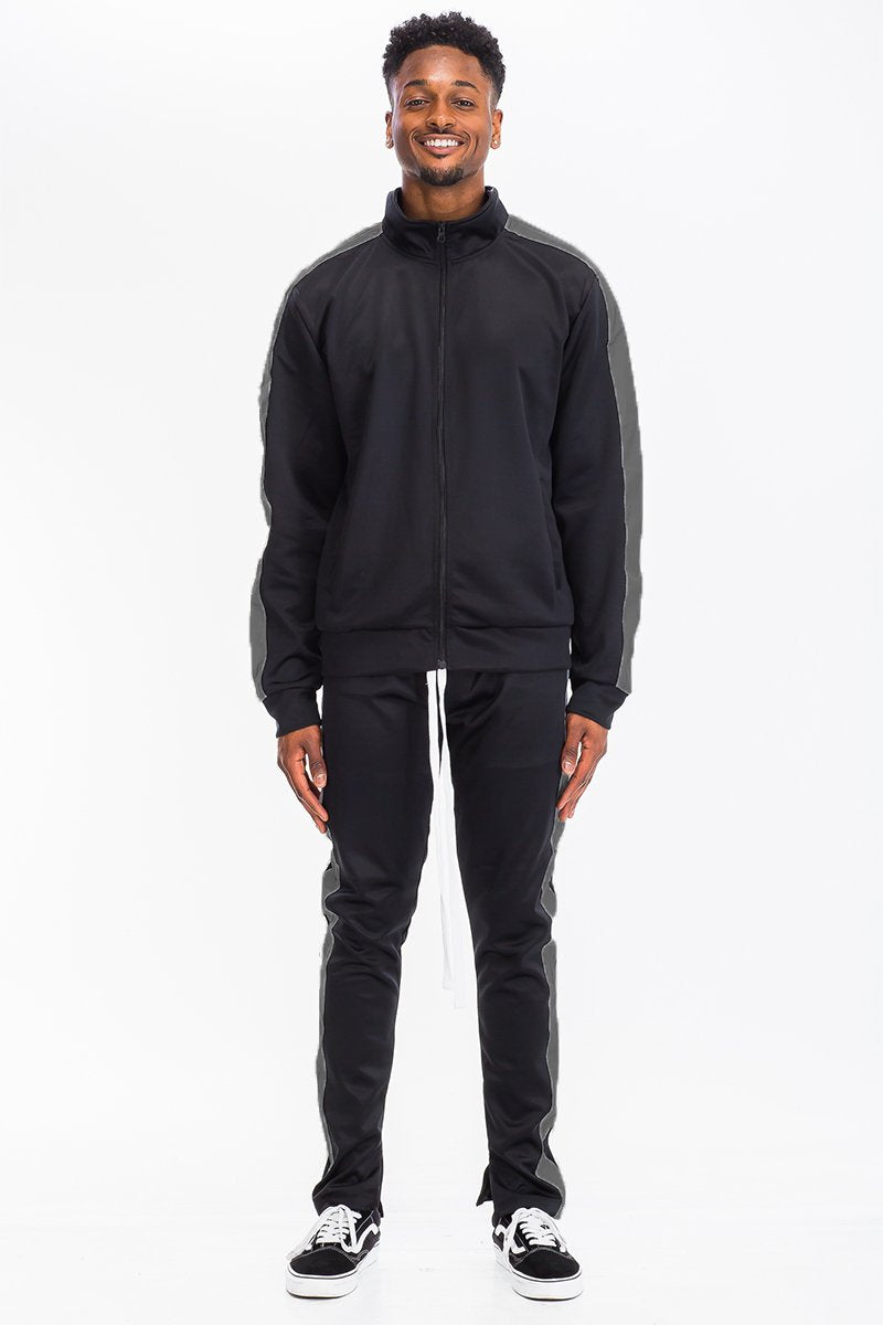 Single Stripe Zip Up Track Jacket and Track Pant Matching Set SET123
