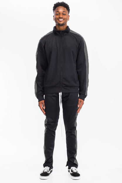 Single Stripe Zip Up Track Jacket and Track Pant Matching Set SET123