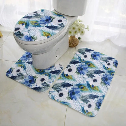 Green Non-Slip Absorbent Bathroom Floor Mat Set