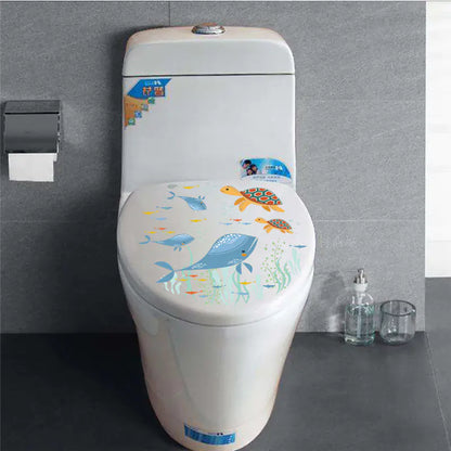 Whale and Turtle Toilet Stickers for Bathroom Decor