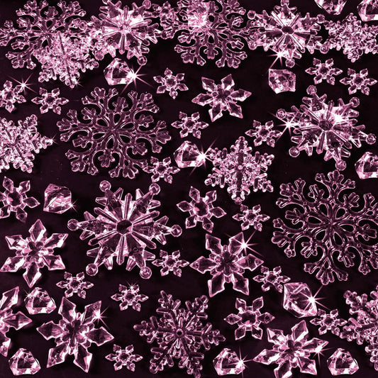 40Pcs Christmas Tree Decorations Christmas Snowflake Ornaments Pink Acrylic Snowflakes Crystal Christmas Hanging Ornaments with Beads for Winter Xmas Christmas Tree Holiday Party Supplies Indoor