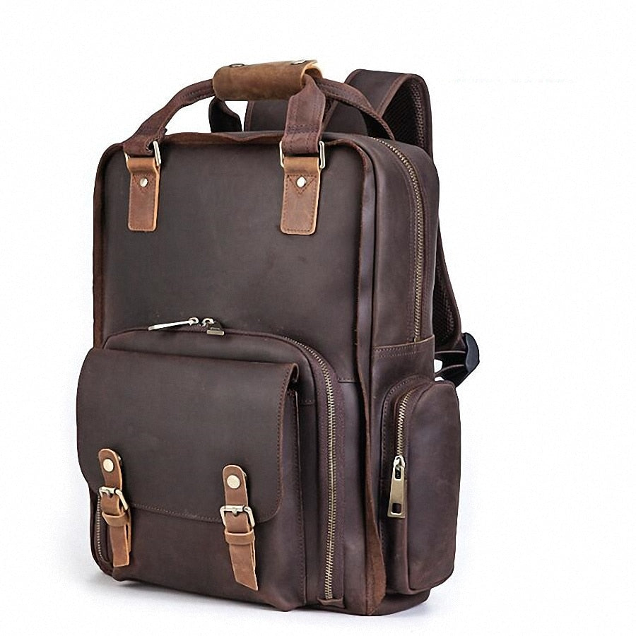 Image of The Gaetano Large Leather Backpack Camera Bag With Tripod Holder 1051071533 from Edmene LLC