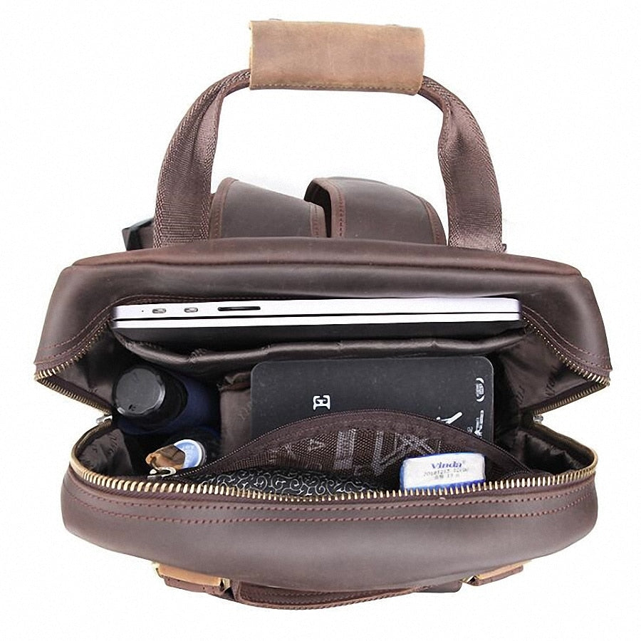 Image of The Gaetano Large Leather Backpack Camera Bag With Tripod Holder 1051071533 from Edmene LLC