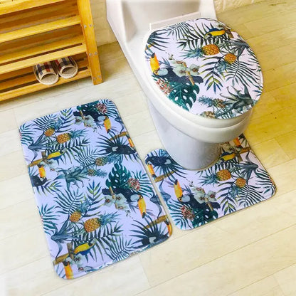 Green Non-Slip Absorbent Bathroom Floor Mat Set