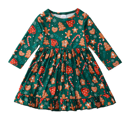 Halloween/Thanksgiving Little Girl Dress Pumpkin Long Sleeve Dresses Fall Outfits 2-9T