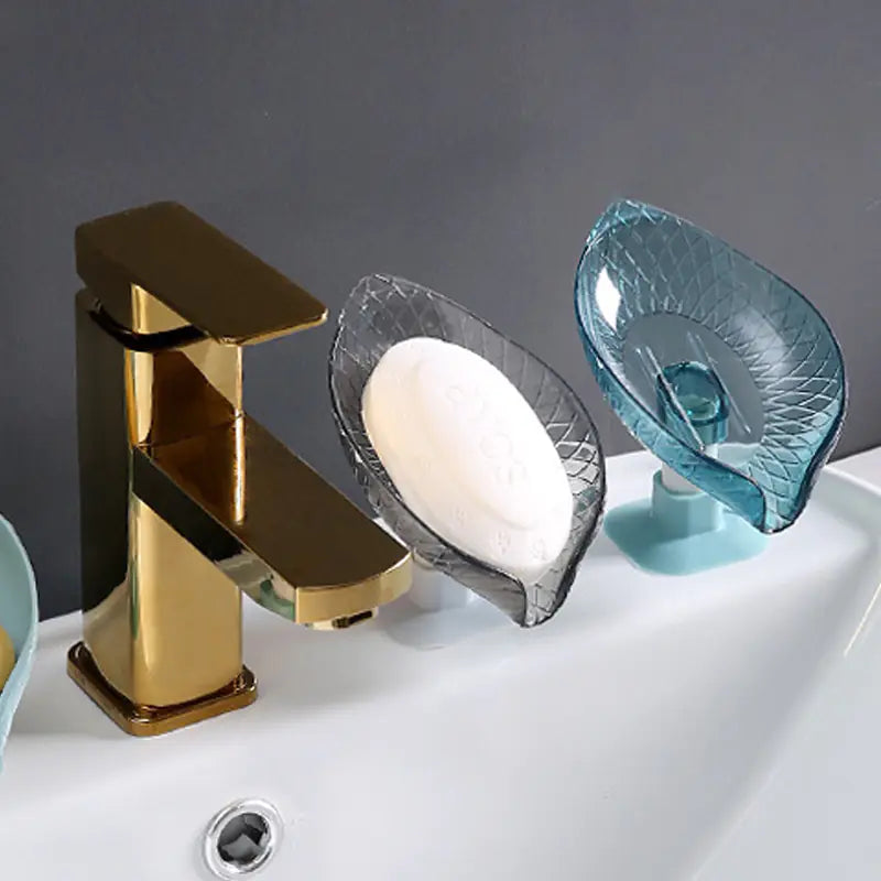 Leaf Shaped Transparent Soap Box for Bathroom Storage
