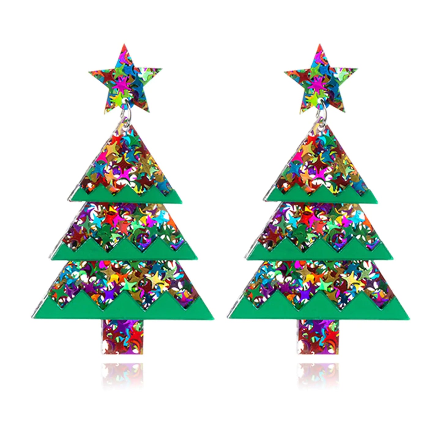 Christmas Earrings for Women Cute Sweet Reindeer Jingle Bell Bow Candy Cane Earrings Colourful Snowflake Christmas Tree Earrings Christmas Holiday Jewelry (S Christmas Tree A)