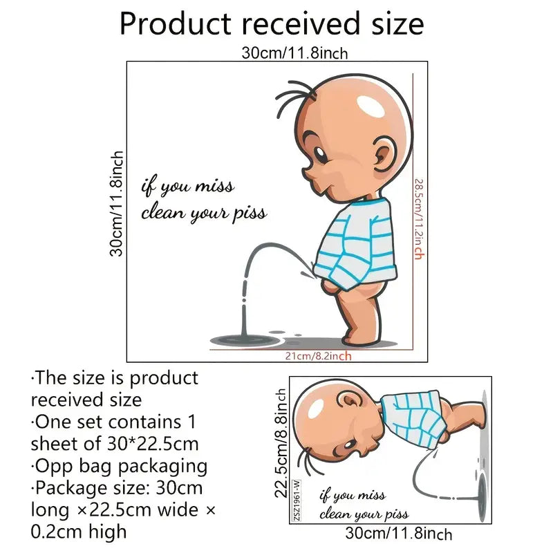 Cute Cartoon Toilet Warning Stickers for Bathroom Decor