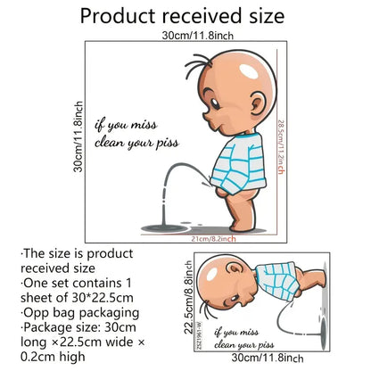 Cute Cartoon Toilet Warning Stickers for Bathroom Decor