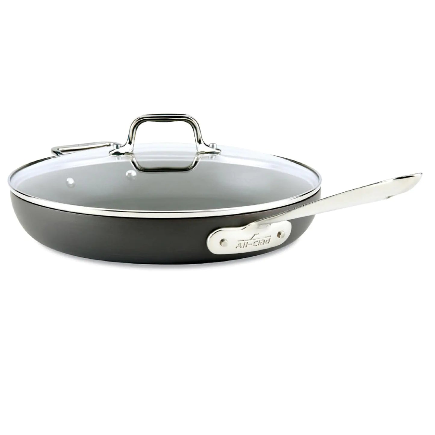 All-Clad HA1 Hard Anodized Nonstick Frying Pan with Lid 12 Inch Pan Cookware Medium Grey - 2100090552