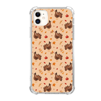 Thanksgiving Turkey Autumn Leaves Phone Case Compatible with iPhone 12/iPhone 12 Pro，Cute Turkey Trendy Cool Teen Girl Boy Case for iPhone 12/iPhone 12 ProShockproof TPU Bumper Protective Cover Case