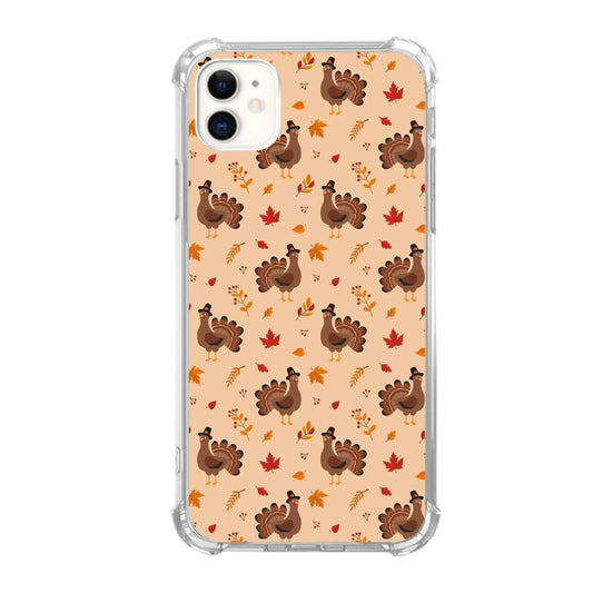 Thanksgiving Turkey Autumn Leaves Phone Case Compatible with iPhone 12/iPhone 12 Pro，Cute Turkey Trendy Cool Teen Girl Boy Case for iPhone 12/iPhone 12 ProShockproof TPU Bumper Protective Cover Case