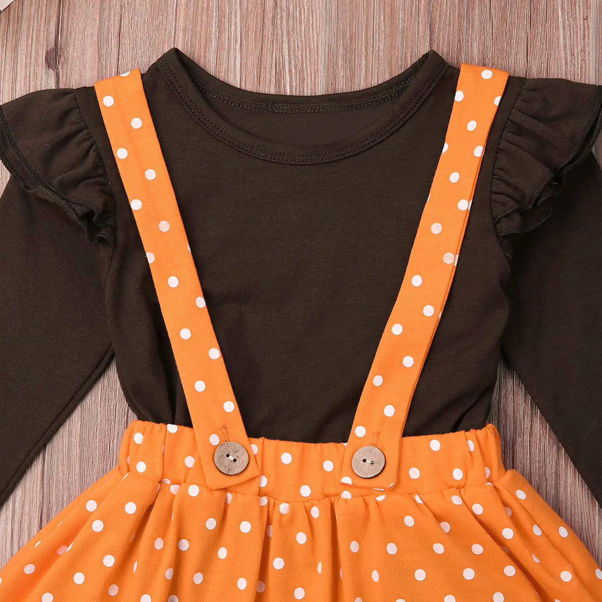 Thanksgiving Toddler Dress Set with Embroidered Turkey