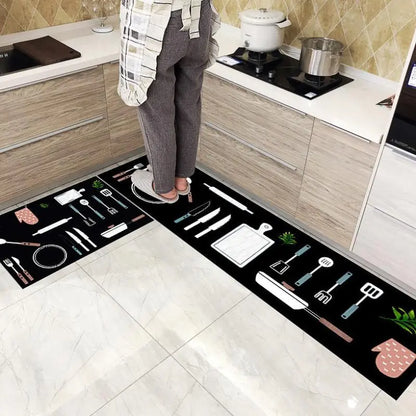 Modern Geometric Non-Slip Kitchen and Bathroom Mat