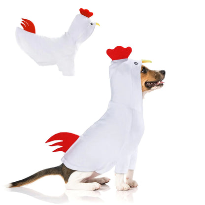 DELIFUR Dog Halloween Chicken Costume - Dog Thanksgiving Hoodies for Small Medium Pet Cute Animal Clothes Cosplay Sweatshirt for Boston Terrier (Chicken X-Large)