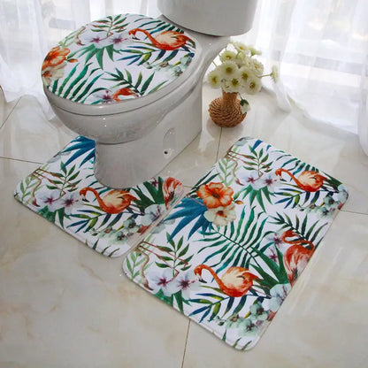 Green Non-Slip Absorbent Bathroom Floor Mat Set