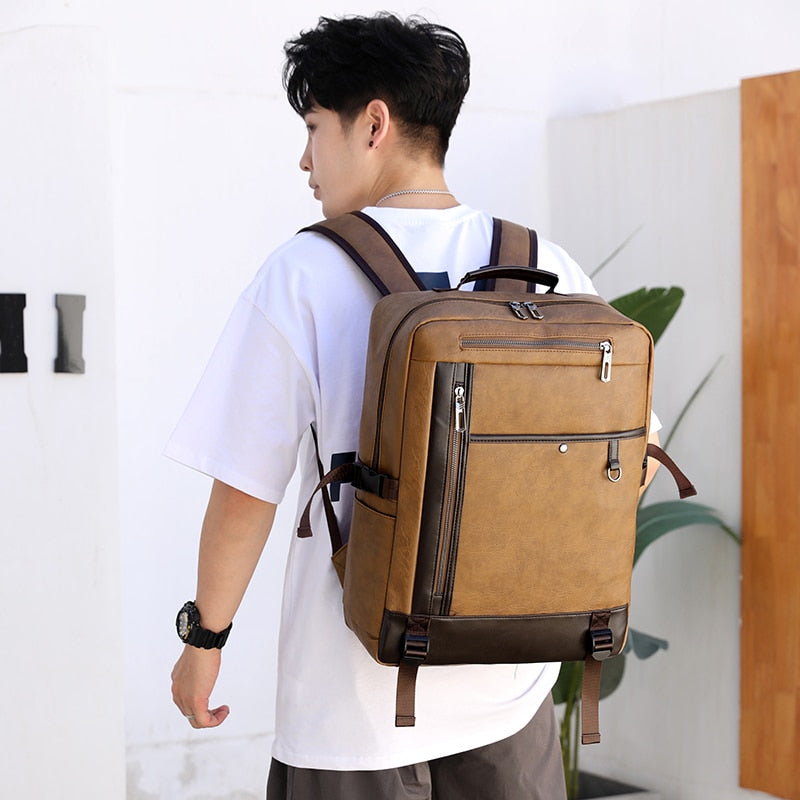 High Quality PU Leather Backpack Men Multifunctional Luxury Urban Bag