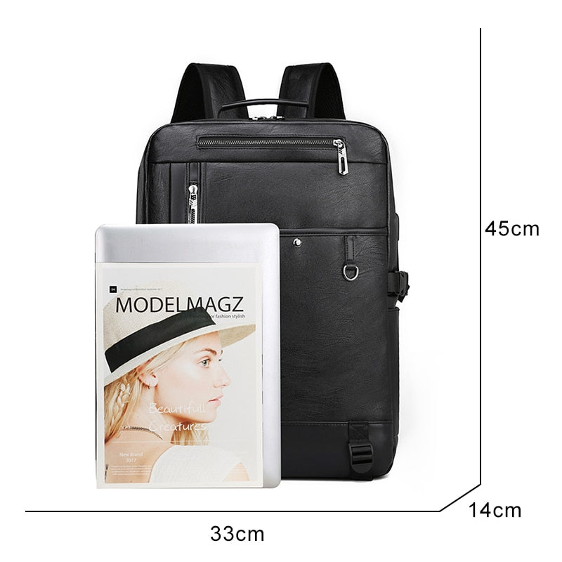 High Quality PU Leather Backpack Men Multifunctional Luxury Urban Bag