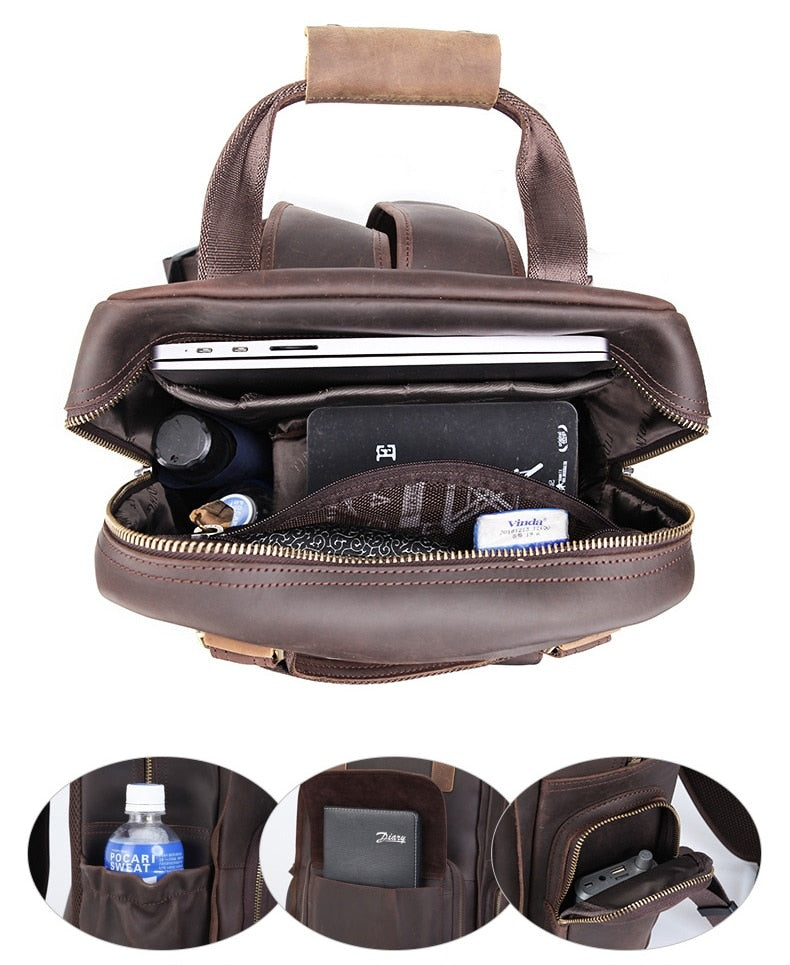 Image of The Gaetano Large Leather Backpack Camera Bag With Tripod Holder 1051071533 from Edmene LLC