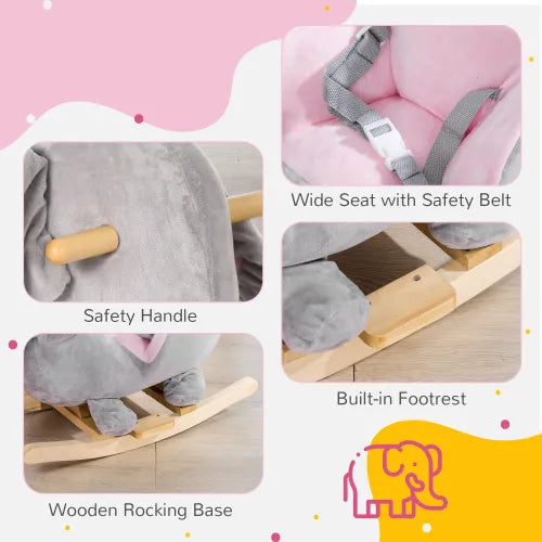 Baby Elephant Wooden Rocking Chair