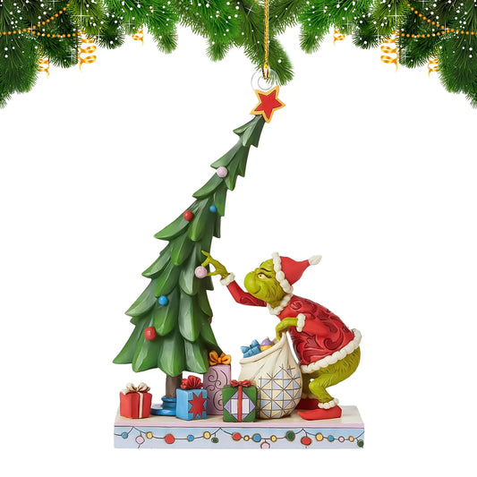 Christmas Tree Decorations 2024 Hanging Green Christmas Ornaments 3.5 Inch Indoor and Outdoor Christmas Decorations Acrylic Christmas Decor Gifts Party Supplies Stocking Stuffers for Kids(F)