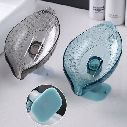Leaf Shaped Transparent Soap Box for Bathroom Storage