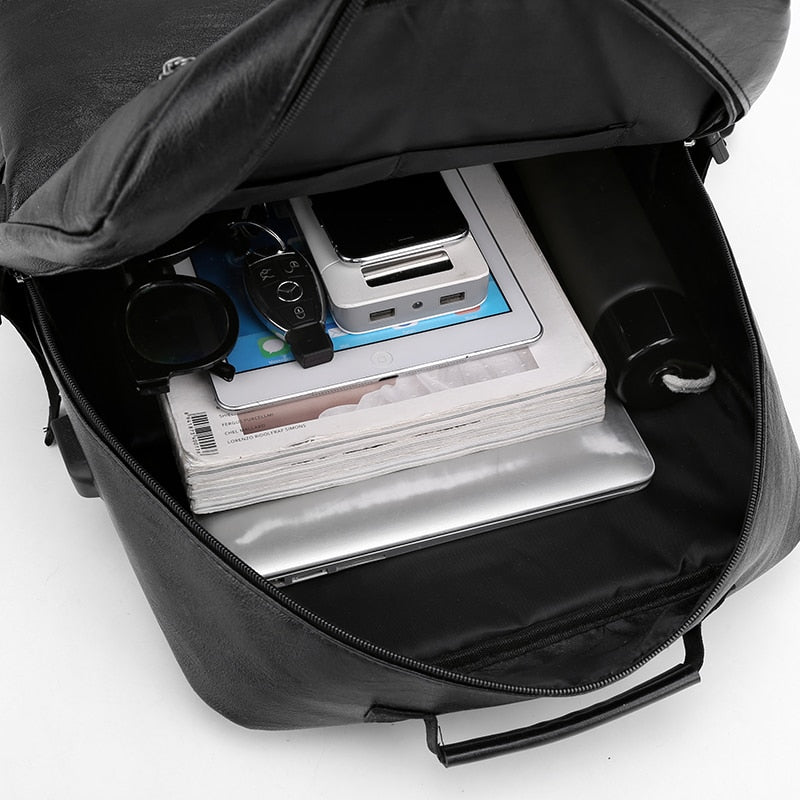 High Quality PU Leather Backpack Men Multifunctional Luxury Urban Bag