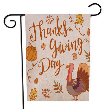 Thanksgiving Flag with Pumpkin Garden Design