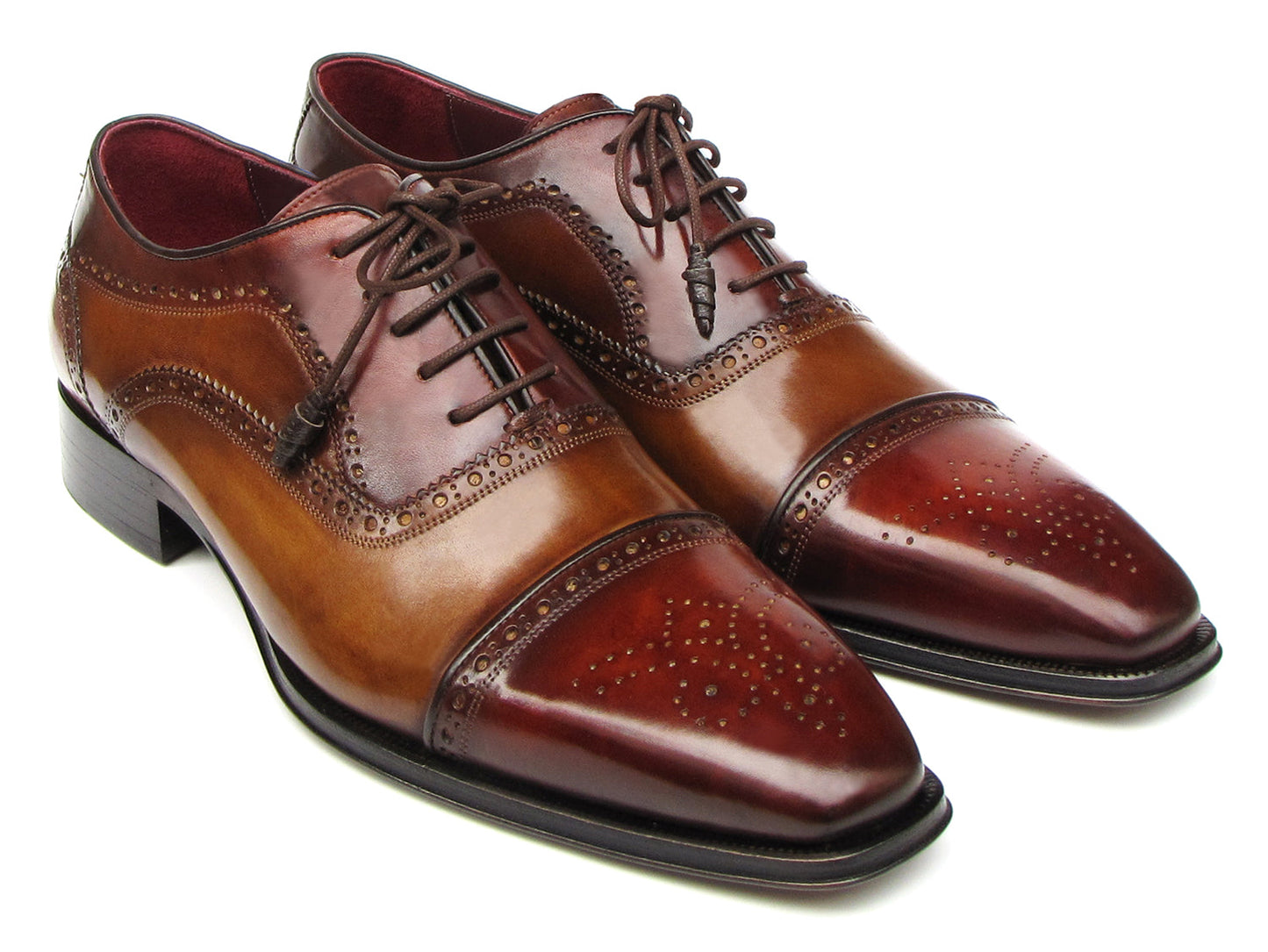 Image of Paul Parkman Mens Captoe Oxfords Camel Red Hand Painted Leather Upper And Leather Sole Id 024 Cml Brd 231325542 from Edmene LLC