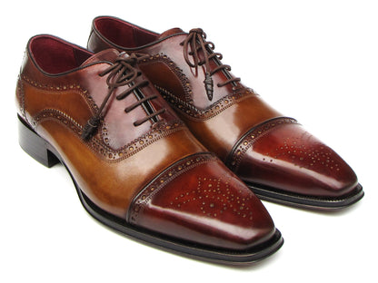 Image of Paul Parkman Mens Captoe Oxfords Camel Red Hand Painted Leather Upper And Leather Sole Id 024 Cml Brd 231325542 from Edmene LLC