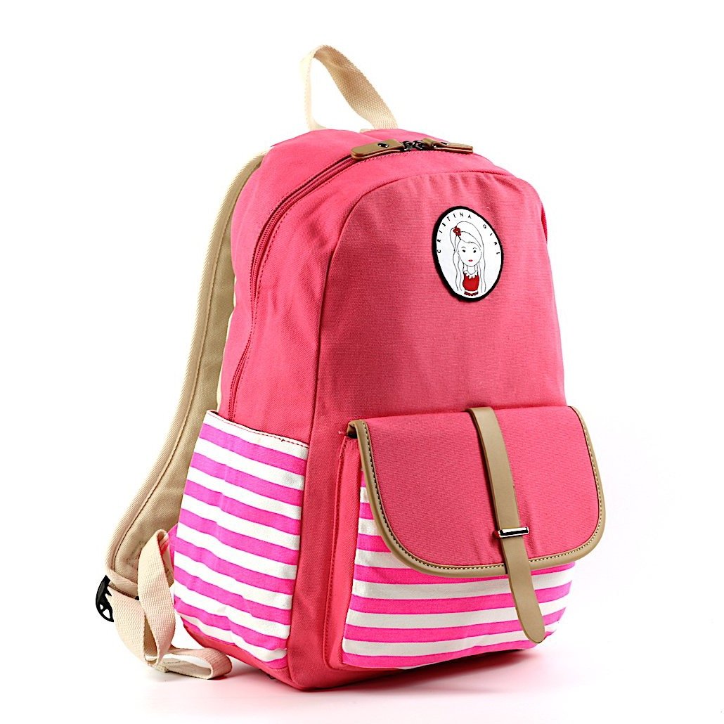 Image of Striped Travel Backpack With Laptop Pocket from Edmene LLC
