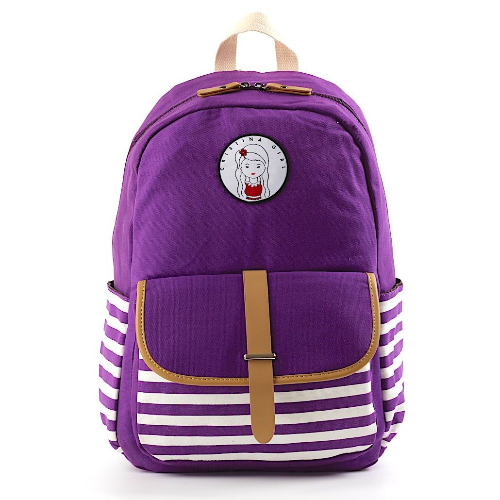 Image of Striped Travel Backpack With Laptop Pocket from Edmene LLC