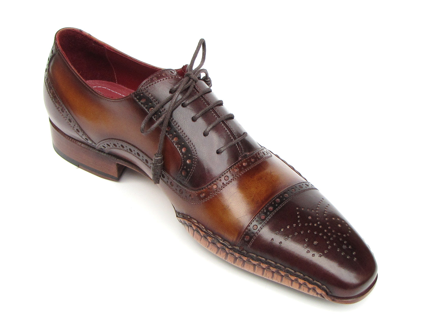 Image of Paul Parkman Mens Captoe Oxfords Brown Hand Painted Shoes Id 5032 Brw 223230508 from Edmene LLC