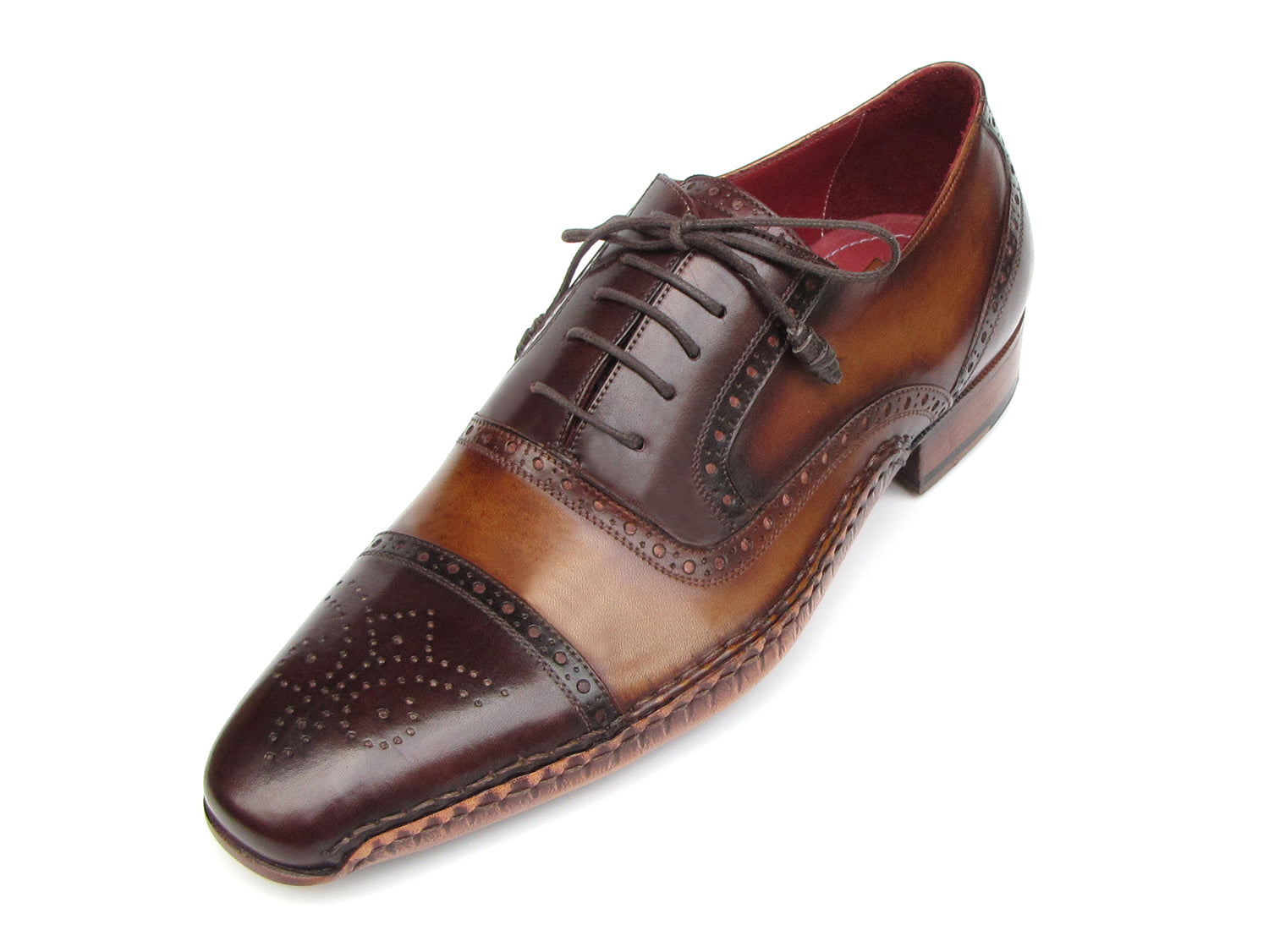 Image of Paul Parkman Mens Captoe Oxfords Brown Hand Painted Shoes Id 5032 Brw 223230508 from Edmene LLC