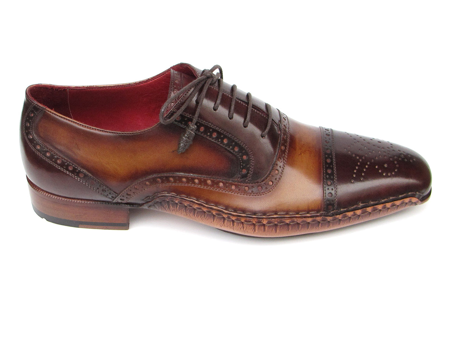 Image of Paul Parkman Mens Captoe Oxfords Brown Hand Painted Shoes Id 5032 Brw 223230508 from Edmene LLC