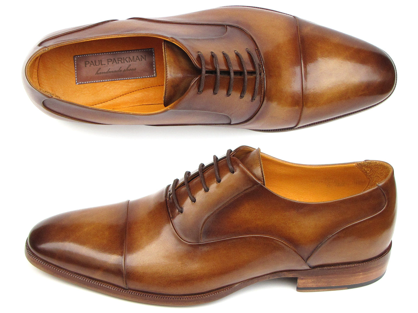 Image of Paul Parkman Men's Captoe Oxfords Brown Leather (ID#074-CML) from Edmene LLC