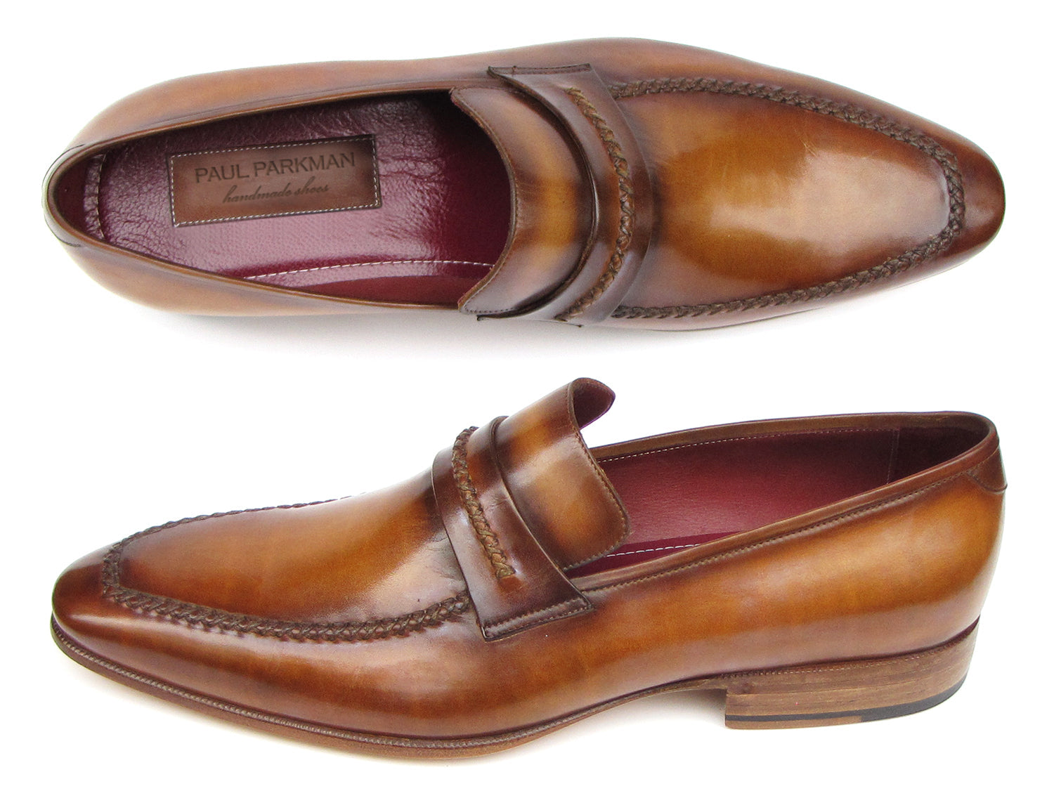Image of Paul Parkman Men's Loafer Brown Leather Shoes (ID#068-CML) from Edmene LLC