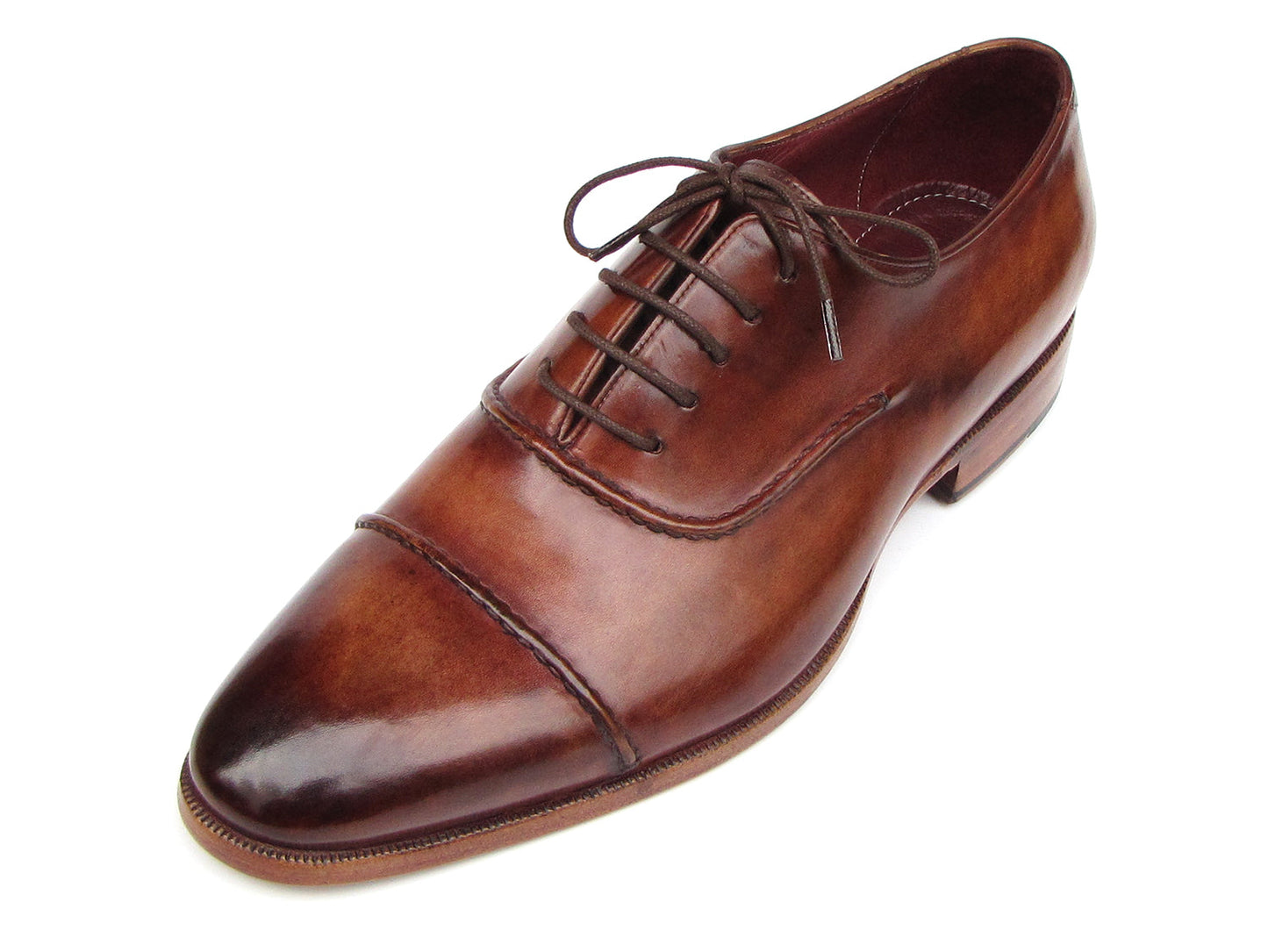 Image of Paul Parkman Mens Captoe Oxfords Brown Hand Painted Shoes Id 077 Brw 422777577 from Edmene LLC