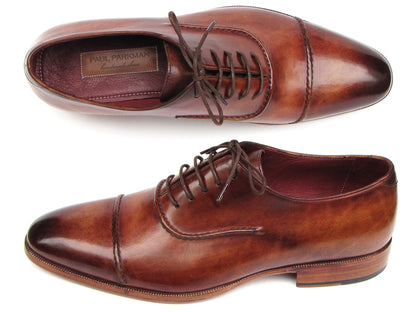Image of Paul Parkman Men's Captoe Oxfords Brown Hand Painted Shoes from Edmene LLC