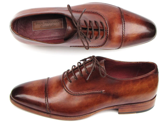 Image of Paul Parkman Men's Captoe Oxfords Brown Hand Painted Shoes from Edmene LLC