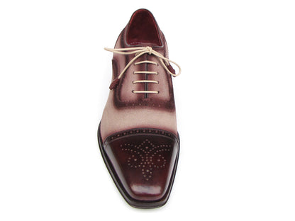 Image of Paul Parkman Mens Captoe Oxfords Bordeaux Beige Hand Painted Suede Upper And Leather Sole Id 024 Brr 659277027 from Edmene LLC