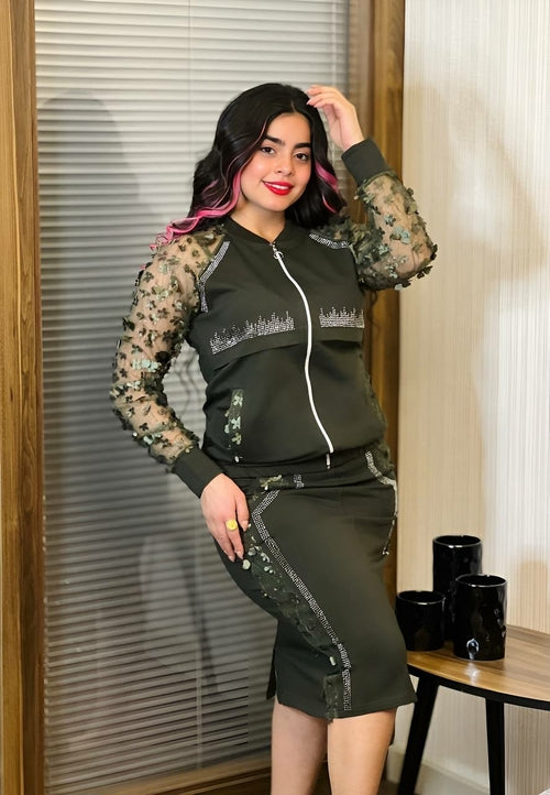 Image of Transparent 2 Piece Jacket Skirt Set 592675732 from Edmene LLC